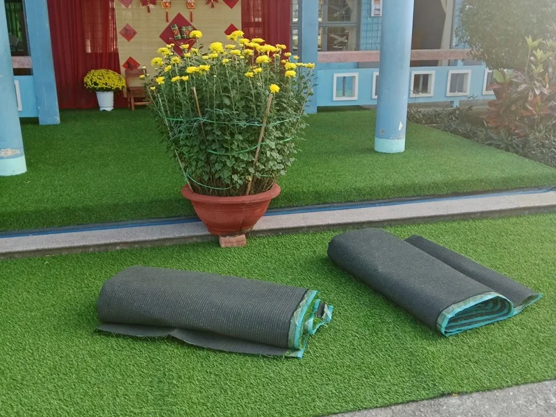Cỏ sẽ cuộn lại theo khổ 1mét như hình để dễ vận chuyển bằng xe máy