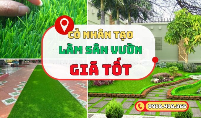 Thảm cỏ nhân tạo làm sân vườn độ bền cao, giá tốt