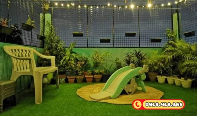 Khuôn viên sạch sẽ, xanh mát sau khi dán