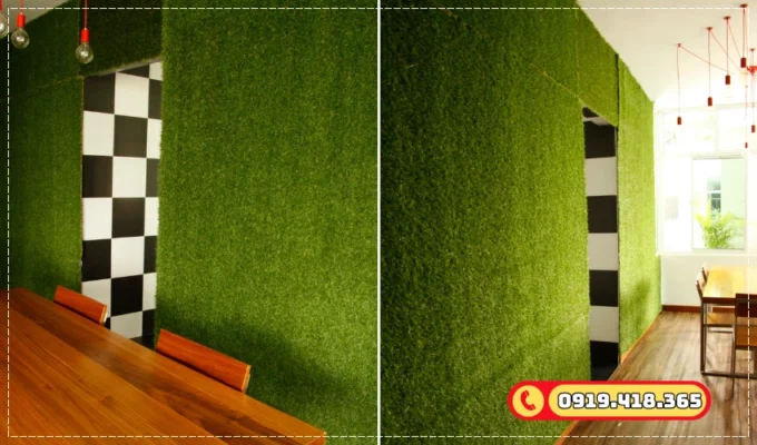 Phủ xanh bức tường bằng màu xanh của cỏ