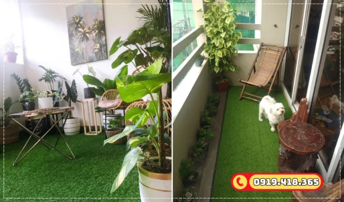 Trang trí cỏ nhân tạo trong nhà