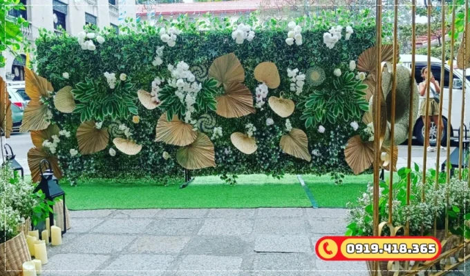 Tiểu cảnh trong nhà với cỏ nhân tạo