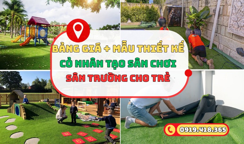 Thảm cỏ nhân tạo làm sân chơi cho trẻ trong và ngoài trời