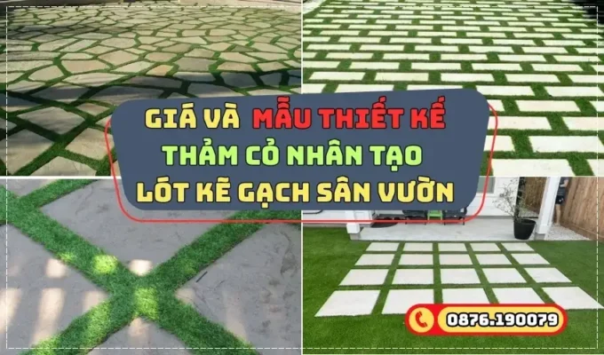 Thảm cỏ nhân tạo lót kẽ gạch sân vườn đẹp mắt