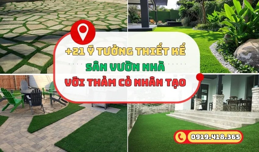 Ý tưởng thiết kế vườn nhà với cỏ nhân tạo