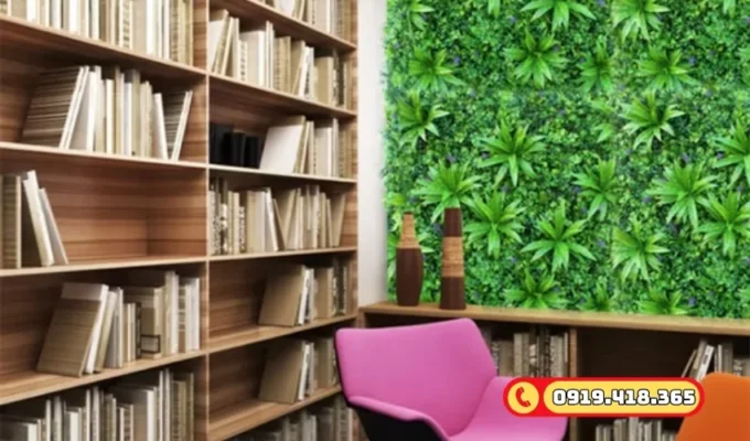 Cỏ nhân tạo thư viện nội thất, phù hợp nhiều phong cách thiết kế.