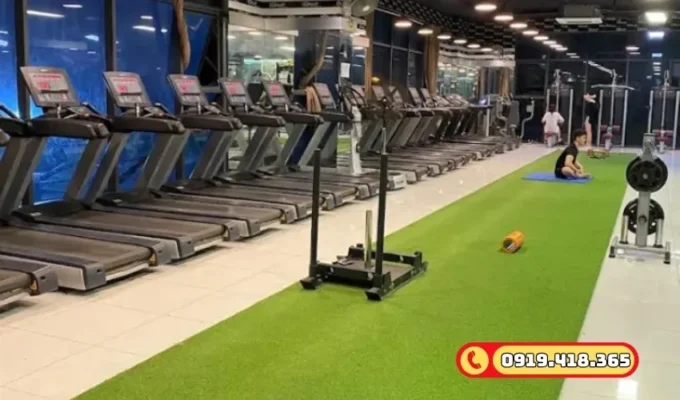 Phòng GYM đẹp, sang trọng hơn khi sử dụng thảm cỏ nhân tạo.