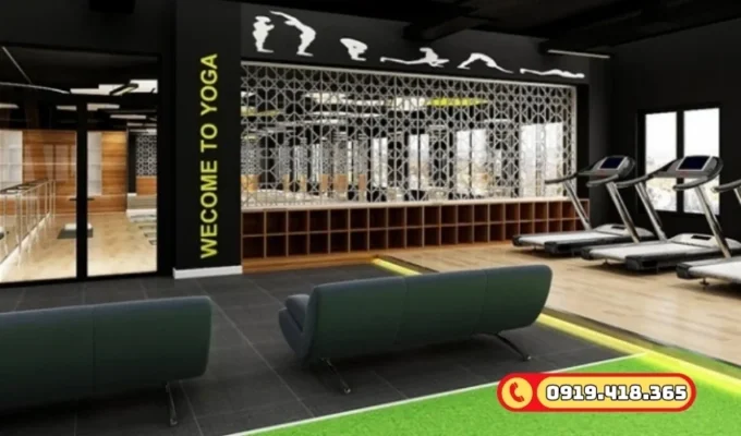 Sử dụng cỏ nhân tạo để tạo các khu vực tập chức năng riêng biệt trong phòng GYM.