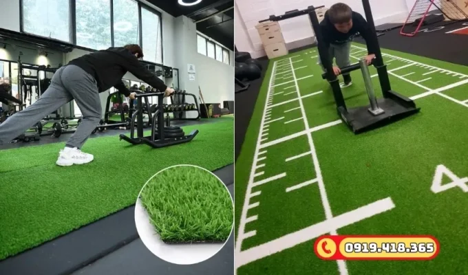 Tăng cường thẩm mỹ và tính chuyên nghiệp cho phòng GYM bằng cỏ nhân tạo chất lượng cao.