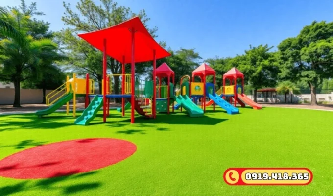 Sân chơi trường mầm non với cỏ nhân tạo 3cm