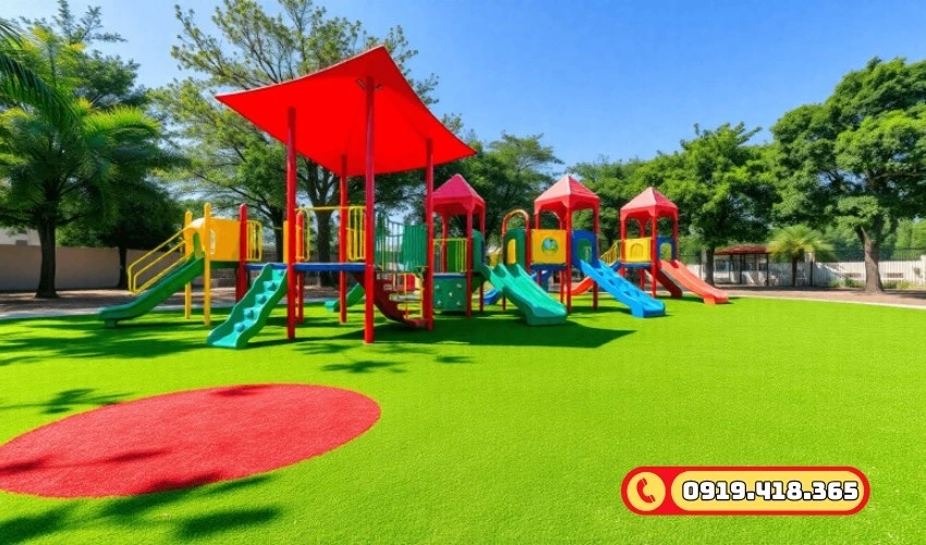 Sân chơi trường mầm non với cỏ nhân tạo 3cm