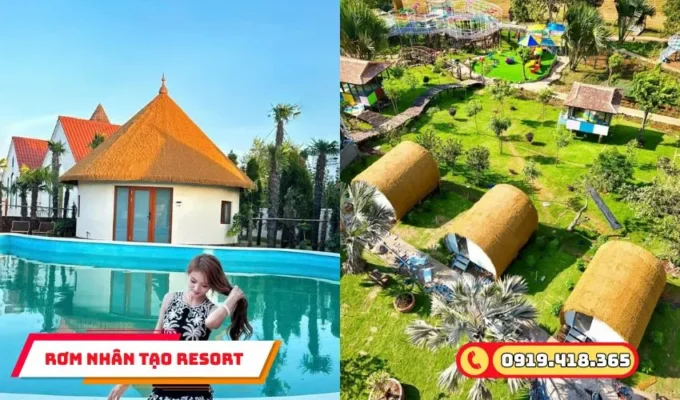 Mái rơm nhân tạo làm nổi bật khu nghĩ dưỡng