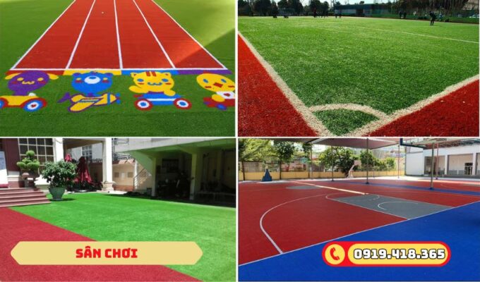 Cỏ màu đỏ làm sân chơi, sân thể thao
