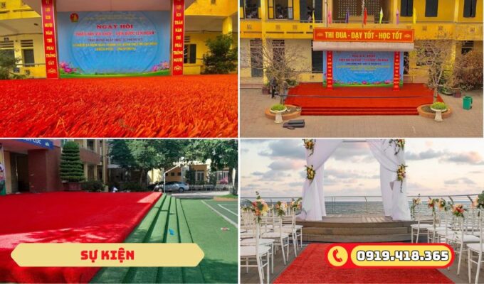 Cỏ nhân tạo màu đỏ làm sân khấu, sự kiện